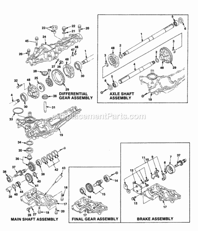 Transaxle_Assemblies Diagram and Parts List for UT-33019  Homelite Lawn Tractor