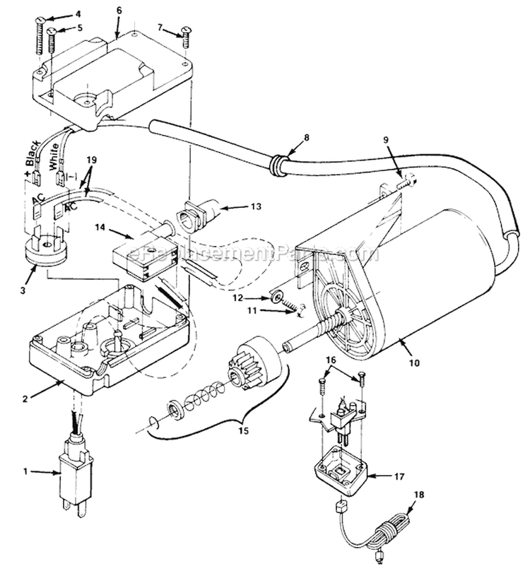 Electric Start Diagram and Parts List for UT-35012-A  Homelite Snow Blower