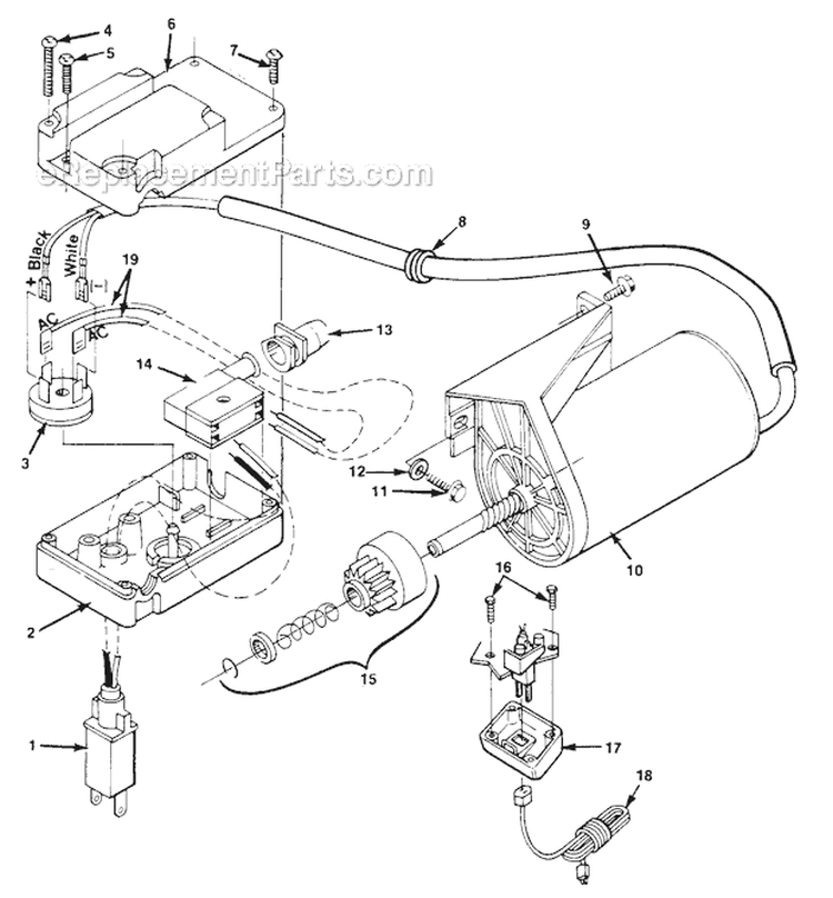Electric Start Diagram and Parts List for UT-35012-B  Homelite Snow Blower