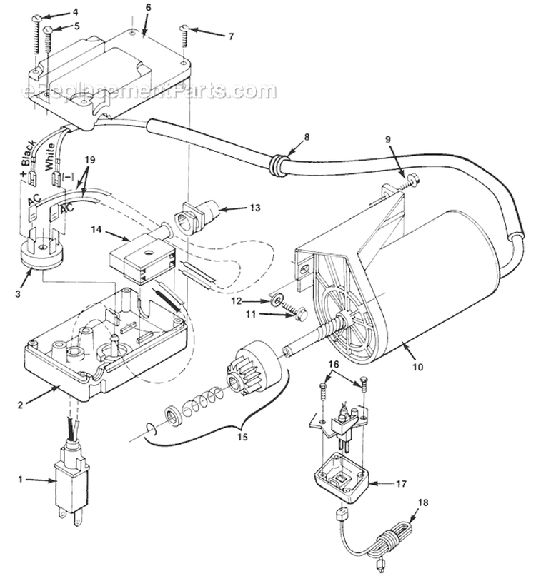 Electric Start Diagram and Parts List for UT-35017  Homelite Snow Blower
