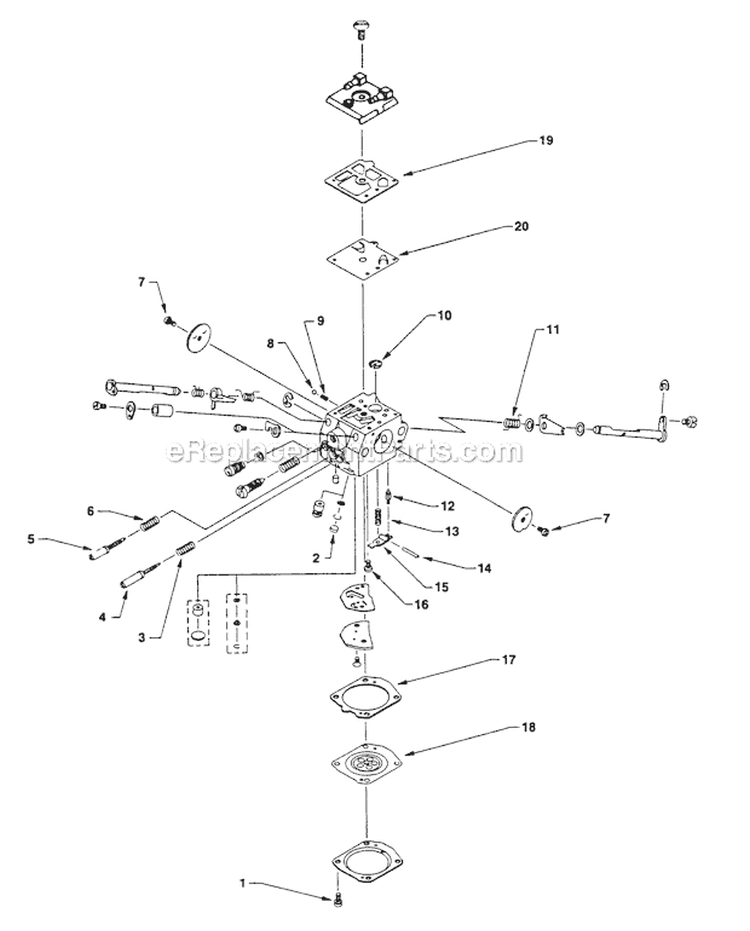 Carburetor Diagram and Parts List for UT-35021-A  Homelite Snow Blower