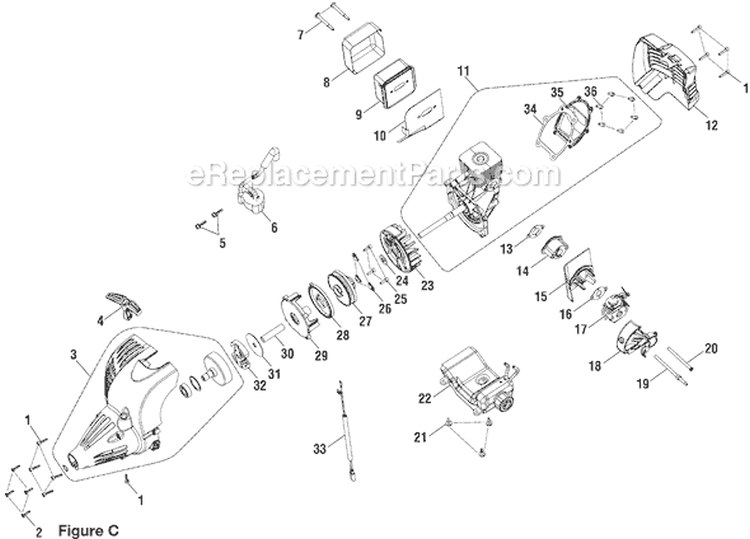 Page C Diagram and Parts List for UT-50500  Homelite Edger