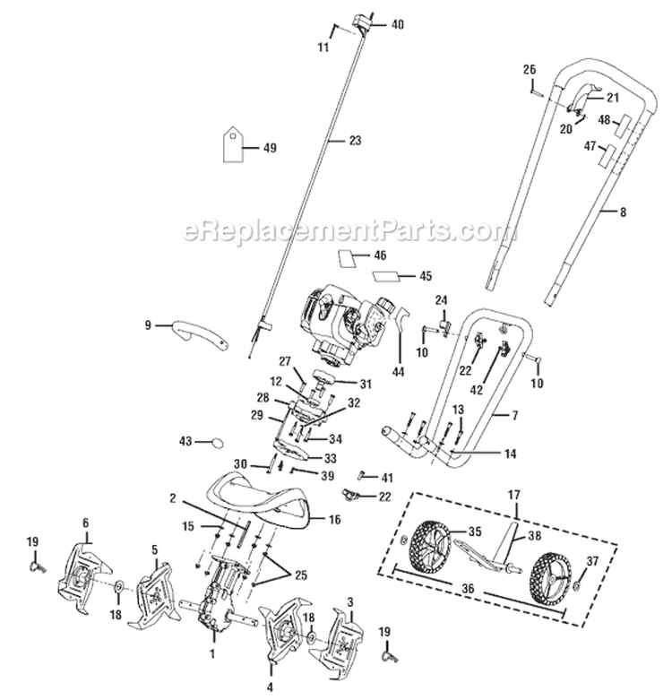 Page A Diagram and Parts List for UT-60526  Homelite Tiller