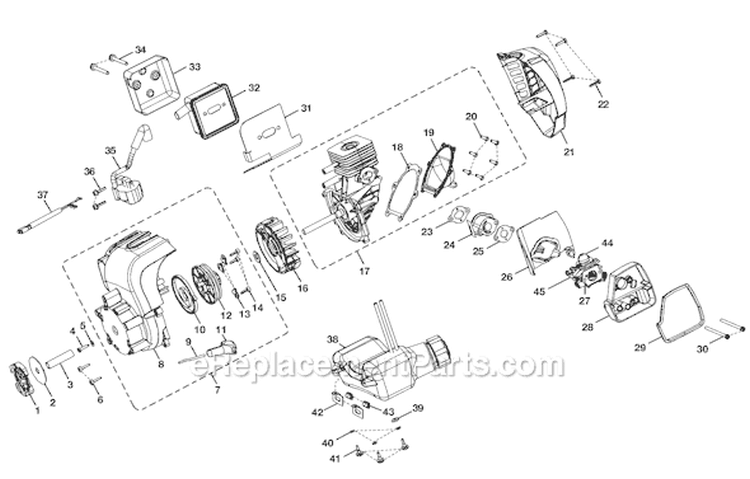 Page B Diagram and Parts List for UT-60526  Homelite Tiller