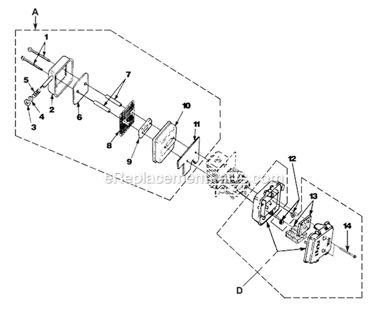 Muffler And Air Cleaner Diagram and Parts List for UT08017F  Homelite Leaf Blower / Vacuum