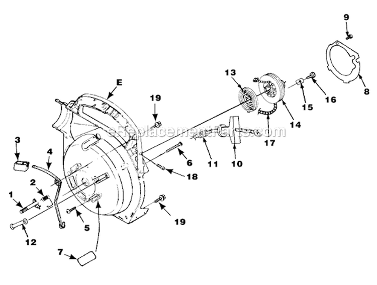 Starter Diagram and Parts List for UT08017F  Homelite Leaf Blower / Vacuum
