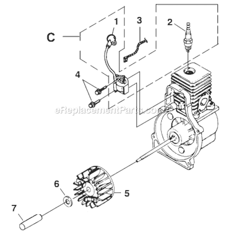 B - Ignition With Rotor Diagram and Parts List for UT08017L  Homelite Leaf Blower / Vacuum