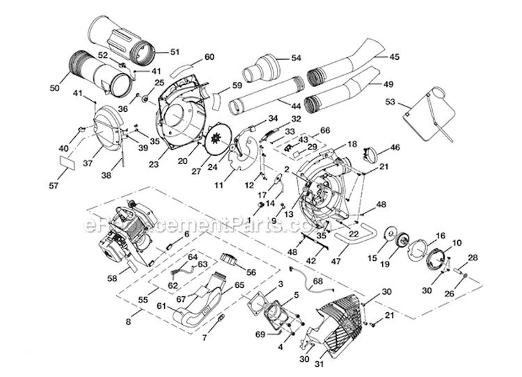 Page A Diagram and Parts List for UT08042  Homelite Leaf Blower / Vacuum