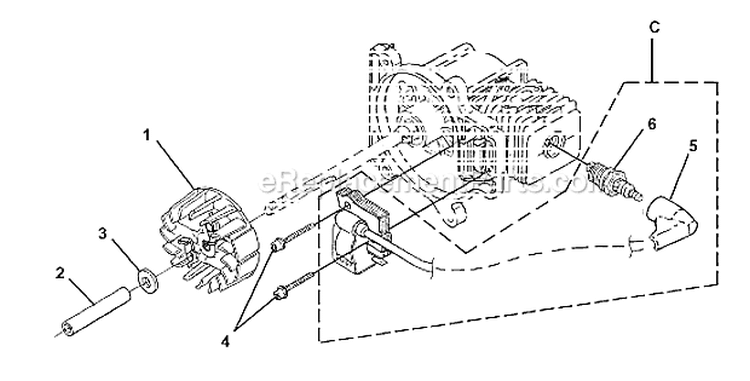 Ignition Diagram and Parts List for UT08052C  Homelite Leaf Blower / Vacuum