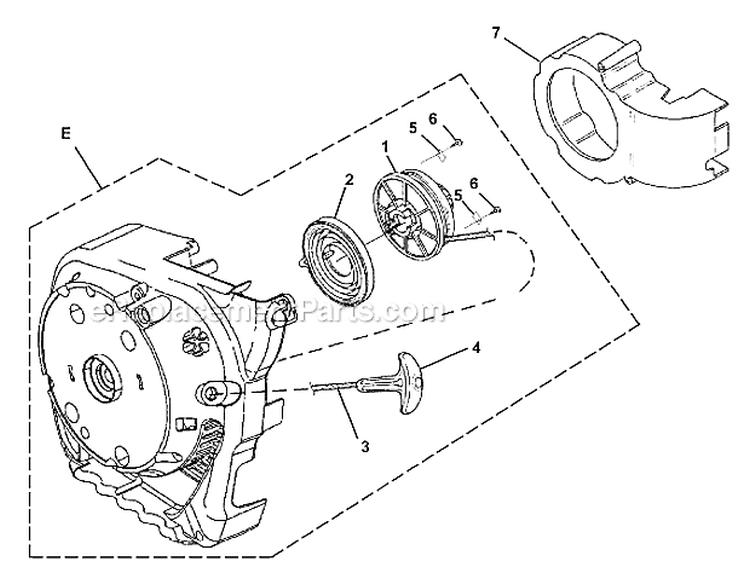 Starter Diagram and Parts List for UT08052C  Homelite Leaf Blower / Vacuum