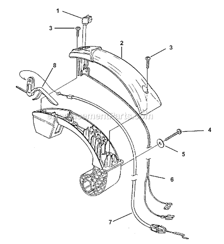 Handle Diagram and Parts List for UT08052C  Homelite Leaf Blower / Vacuum