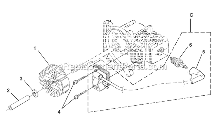 Ignition Diagram and Parts List for UT08067C  Homelite Leaf Blower / Vacuum