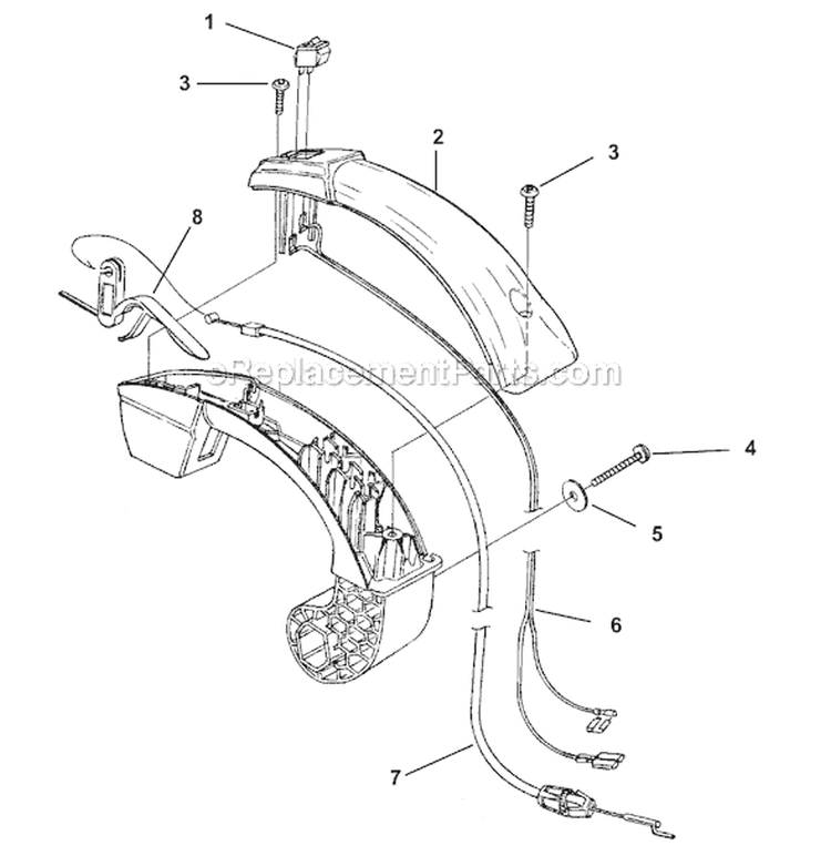 Handle Diagram and Parts List for UT08067C  Homelite Leaf Blower / Vacuum