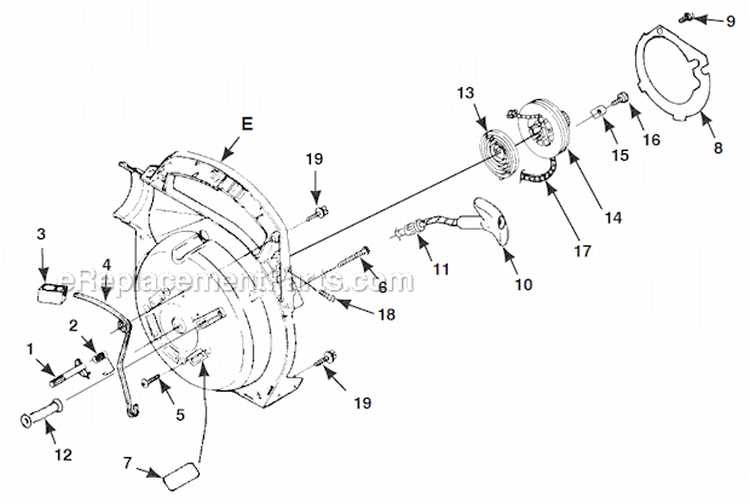 Starter Diagram and Parts List for UT08087  Homelite Leaf Blower / Vacuum