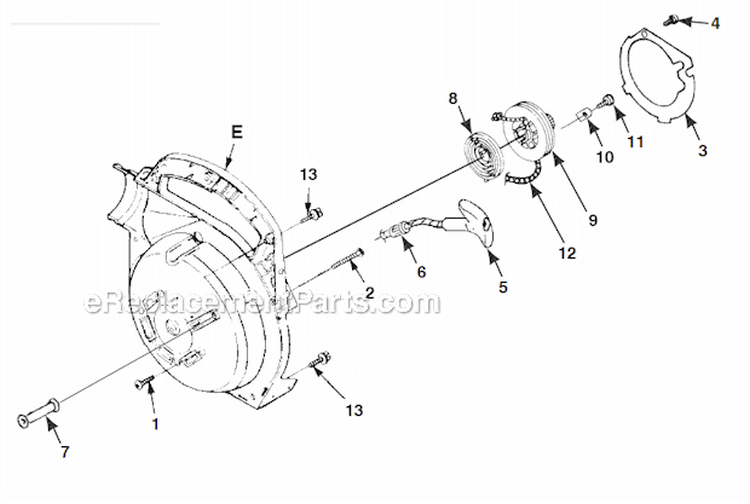 Volute, Fan And Tubes Diagram and Parts List for UT08087  Homelite Leaf Blower / Vacuum