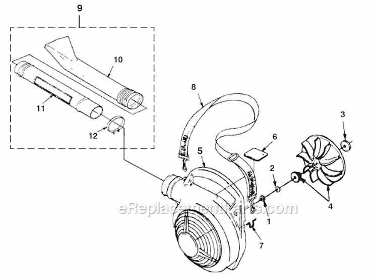 Page G Diagram and Parts List for UT08087  Homelite Leaf Blower / Vacuum