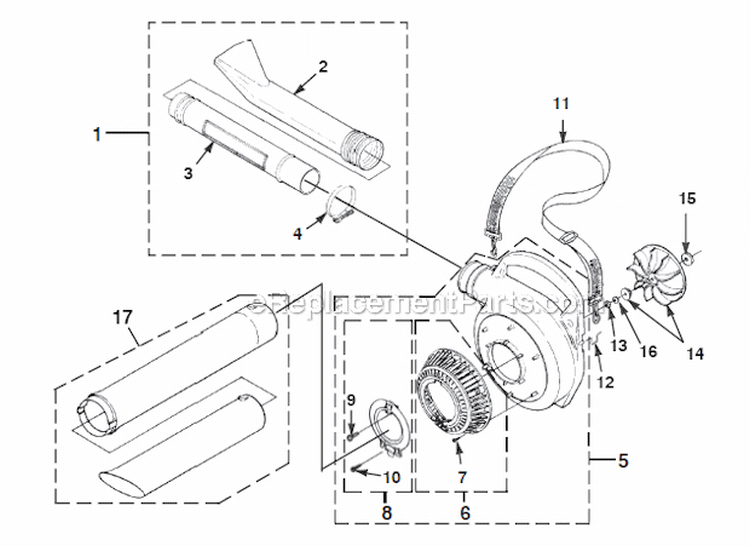 Page I Diagram and Parts List for UT08087  Homelite Leaf Blower / Vacuum