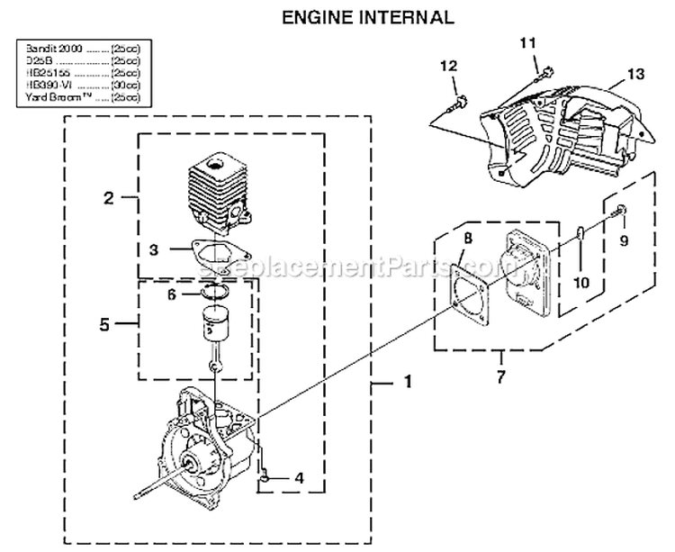 Engine Diagram and Parts List for UT08096  Homelite Leaf Blower / Vacuum