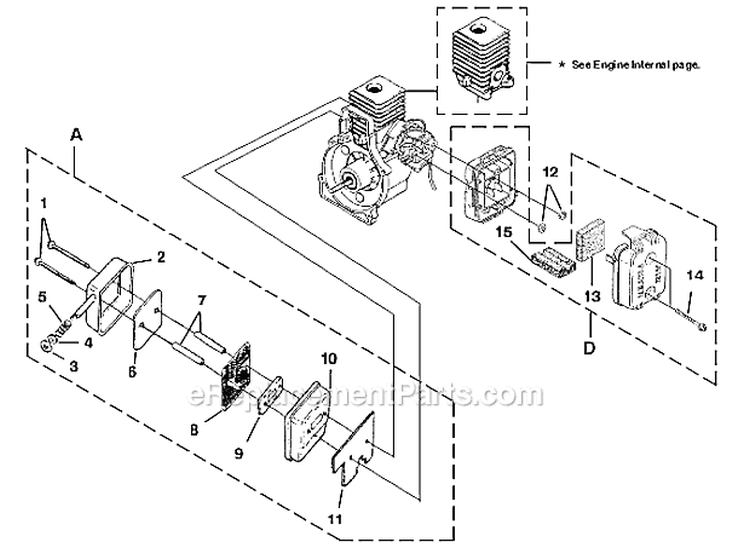 Muffler And Air Cleaner Diagram and Parts List for UT08096  Homelite Leaf Blower / Vacuum