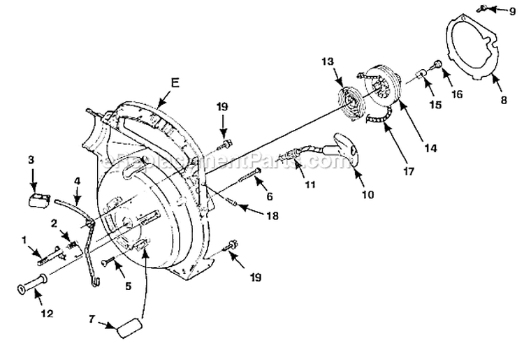 Starter Diagram and Parts List for UT08096  Homelite Leaf Blower / Vacuum