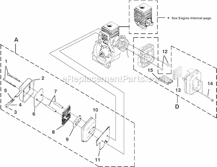 Muffler And Air Cleaner Diagram and Parts List for UT08110A  Homelite Leaf Blower / Vacuum