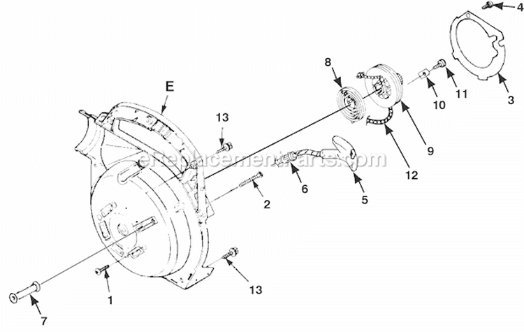 Starter Diagram and Parts List for UT08110A  Homelite Leaf Blower / Vacuum