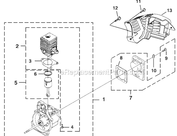 Engine Diagram and Parts List for UT08110  Homelite Leaf Blower / Vacuum