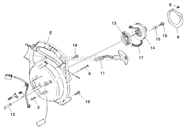 E - Starter Diagram and Parts List for UT08111A  Homelite Leaf Blower / Vacuum