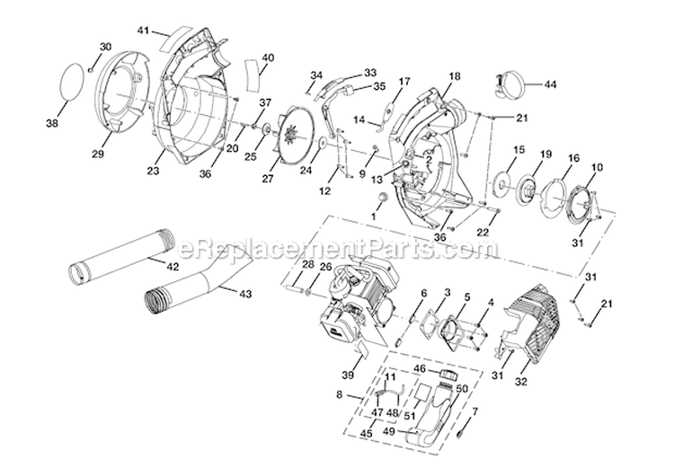 Page A Diagram and Parts List for UT08512B  Homelite Leaf Blower / Vacuum