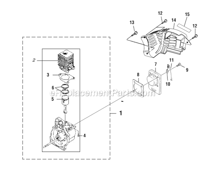 Internal Engine Diagram and Parts List for UT08932  Homelite Leaf Blower / Vacuum