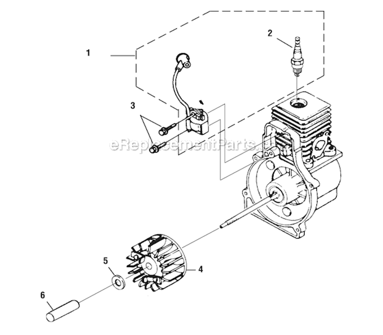 Ignition And Rotor Diagram and Parts List for UT08932  Homelite Leaf Blower / Vacuum