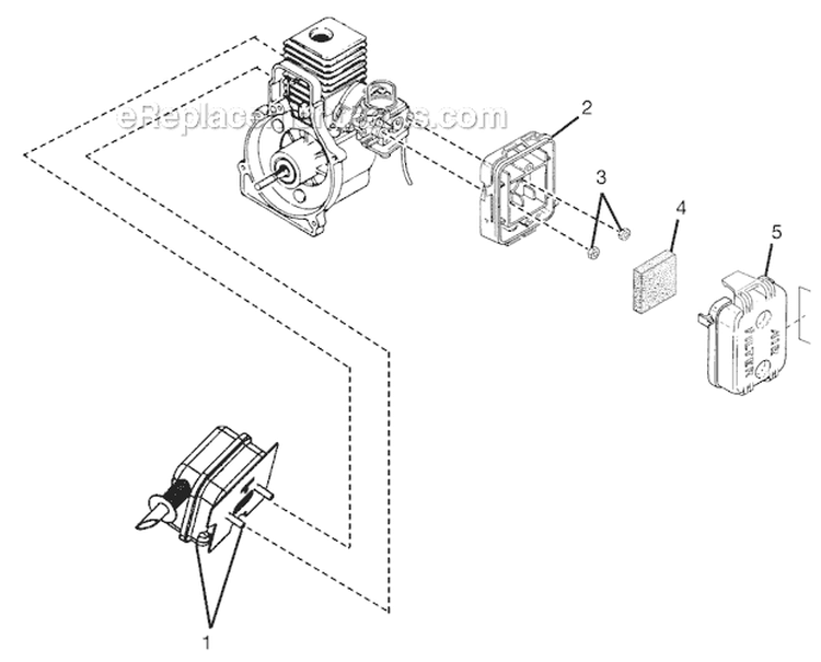 Muffler And Air Cleaner Diagram and Parts List for UT08934B  Homelite Leaf Blower / Vacuum