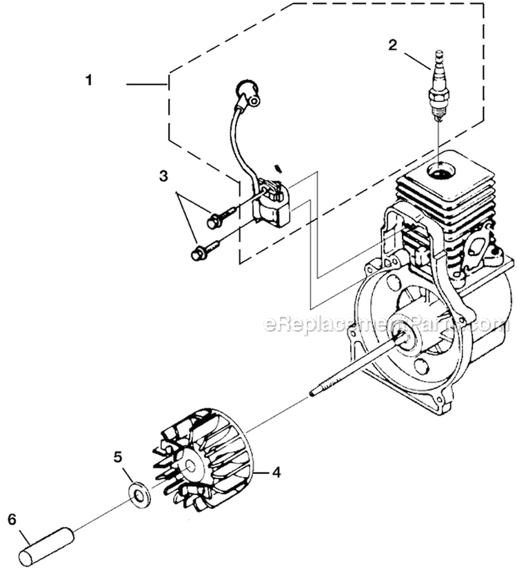 Ignition And Rotor Diagram and Parts List for UT08934  Homelite Leaf Blower / Vacuum