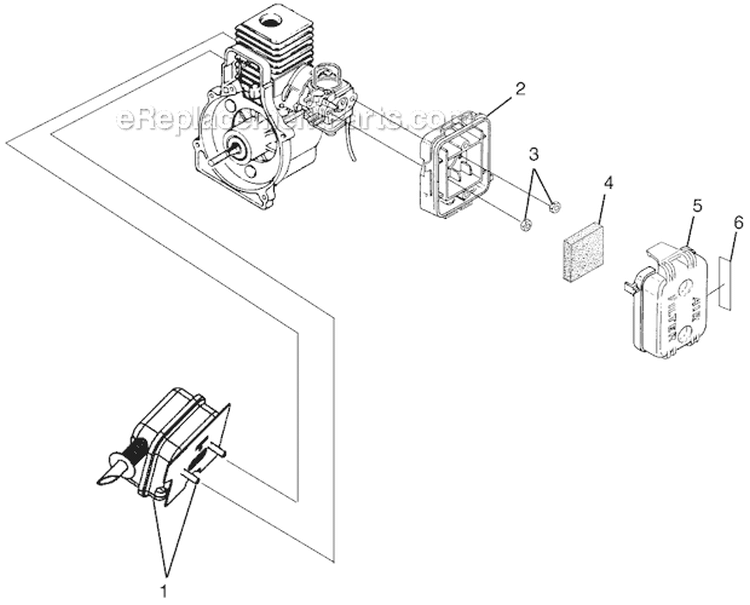 Muffler And Air Cleaner Diagram and Parts List for UT08934  Homelite Leaf Blower / Vacuum