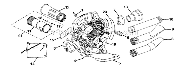 Page A Diagram and Parts List for UT08947  Homelite Leaf Blower / Vacuum