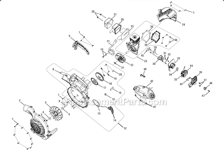 Page B Diagram and Parts List for UT09523  Homelite Leaf Blower / Vacuum
