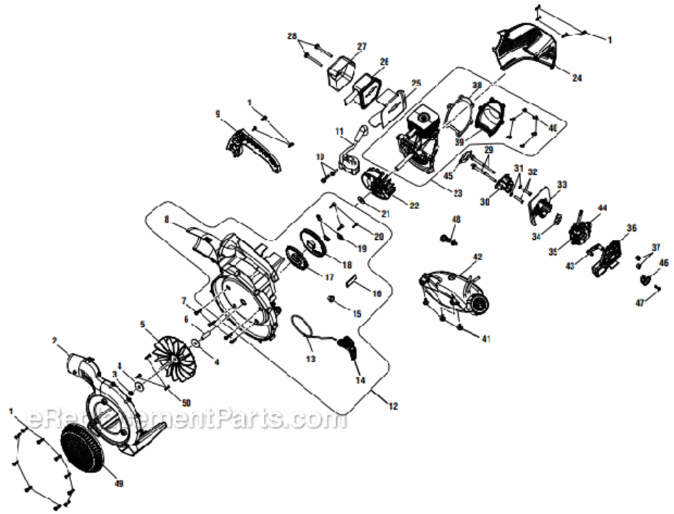 Page B Diagram and Parts List for UT09526  Homelite Leaf Blower / Vacuum