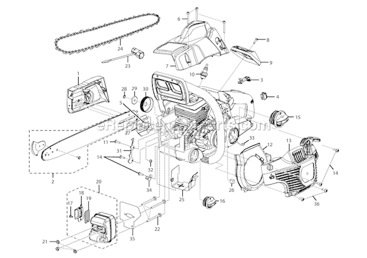 Page A Diagram and Parts List for UT10526  Homelite Chainsaw