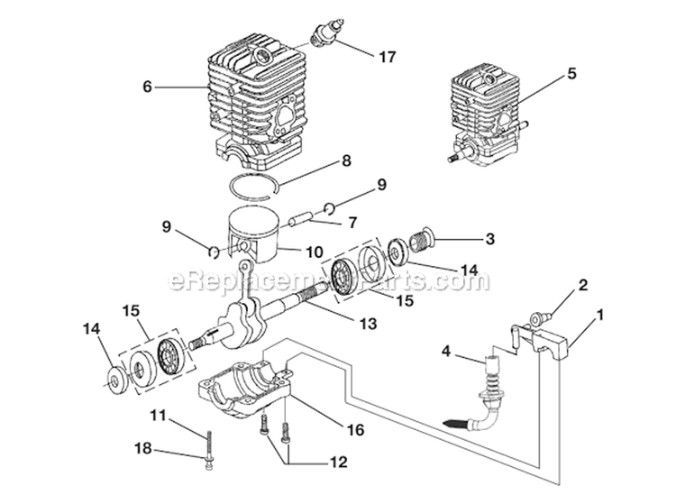 Engine Internal - Oil Pump Diagram and Parts List for UT10530A  Homelite Chainsaw