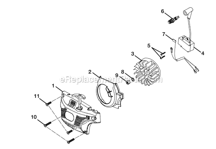 Starter - Ignition Diagram and Parts List for UT10550  Homelite Chainsaw