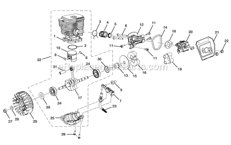 Page C Diagram and Parts List for UT10552  Homelite Chainsaw