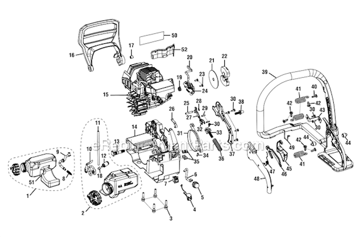Page B Diagram and Parts List for UT10582  Homelite Chainsaw