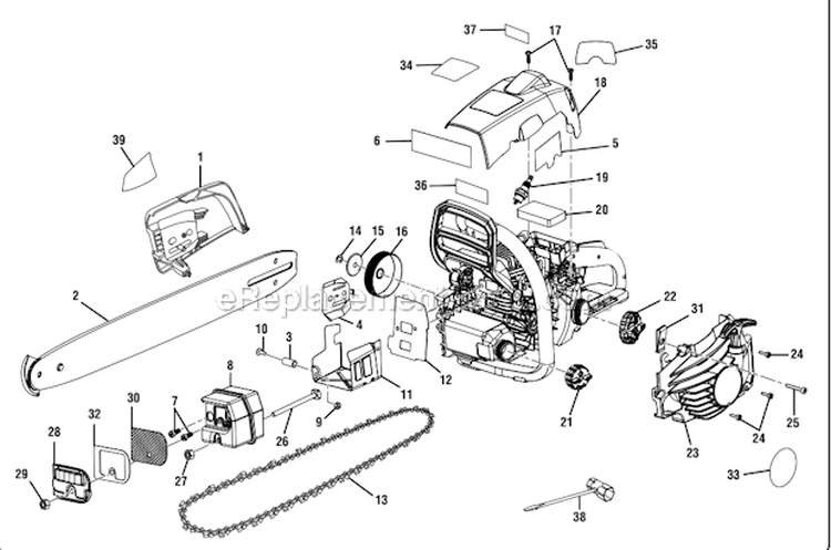 Page A Diagram and Parts List for UT10660  Homelite Chainsaw