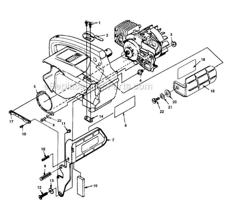 Chain Brake Diagram and Parts List for UT10753-1  Homelite Chainsaw