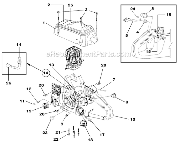 Page C Diagram and Parts List for UT10782  Homelite Chainsaw
