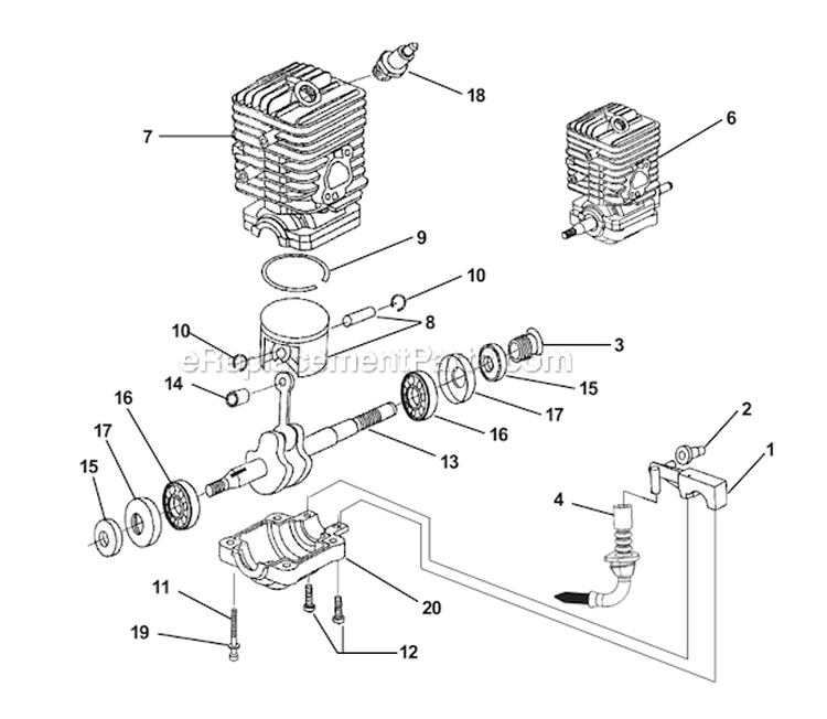 Engine Internal - Oil Pump Diagram and Parts List for UT10847 20 Homelite Chainsaw