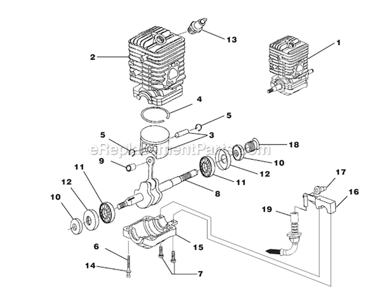 Engine Internal - Oil Pump Diagram and Parts List for UT10859 27AV Homelite Chainsaw