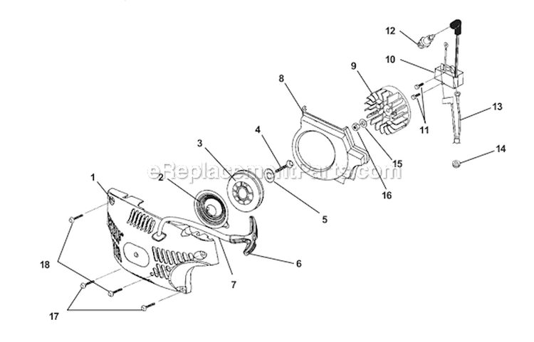 Starter - Ignition Diagram and Parts List for UT10881 20 Homelite Chainsaw