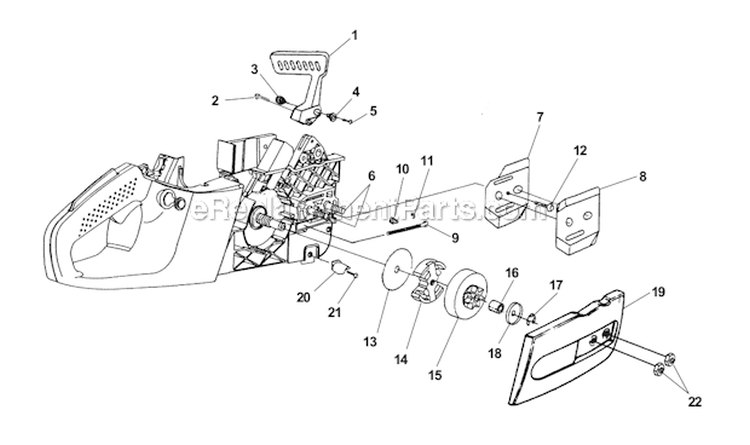 Clutch - Hand Guard - Drive Case Cover Diagram and Parts List for UT10882 D3300C Homelite Chainsaw