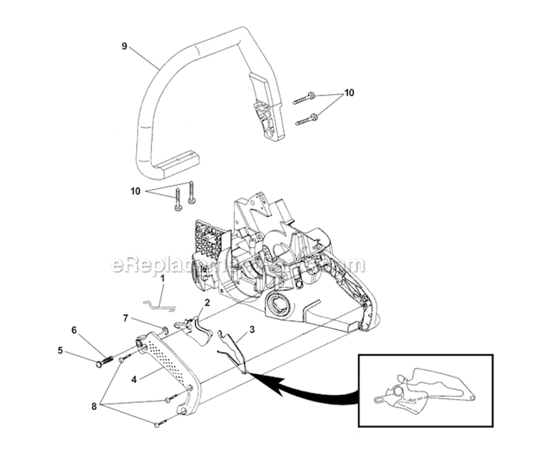 Handles Diagram and Parts List for UT10882 D3300C Homelite Chainsaw